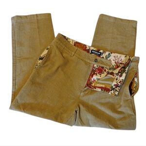 Betabrand Cordarounds Tan Corduroy With Asian Inspired Unique Print Size 36 Mens